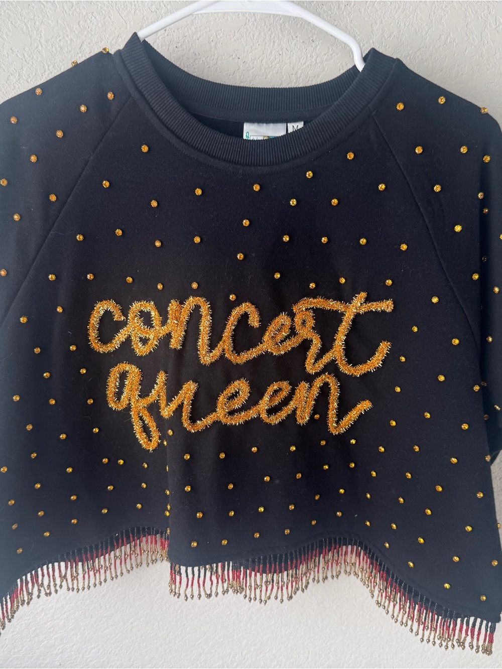 QUEEN OF SPARKLES Black "Concert Queen" Embellished Sweatshirt